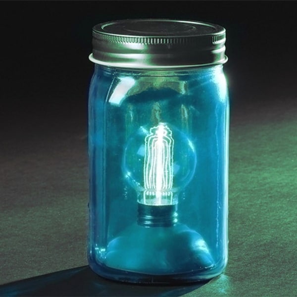 6.5" Battery Operated LED Edison Bulb VintageStyle Aqua Blue Glass
